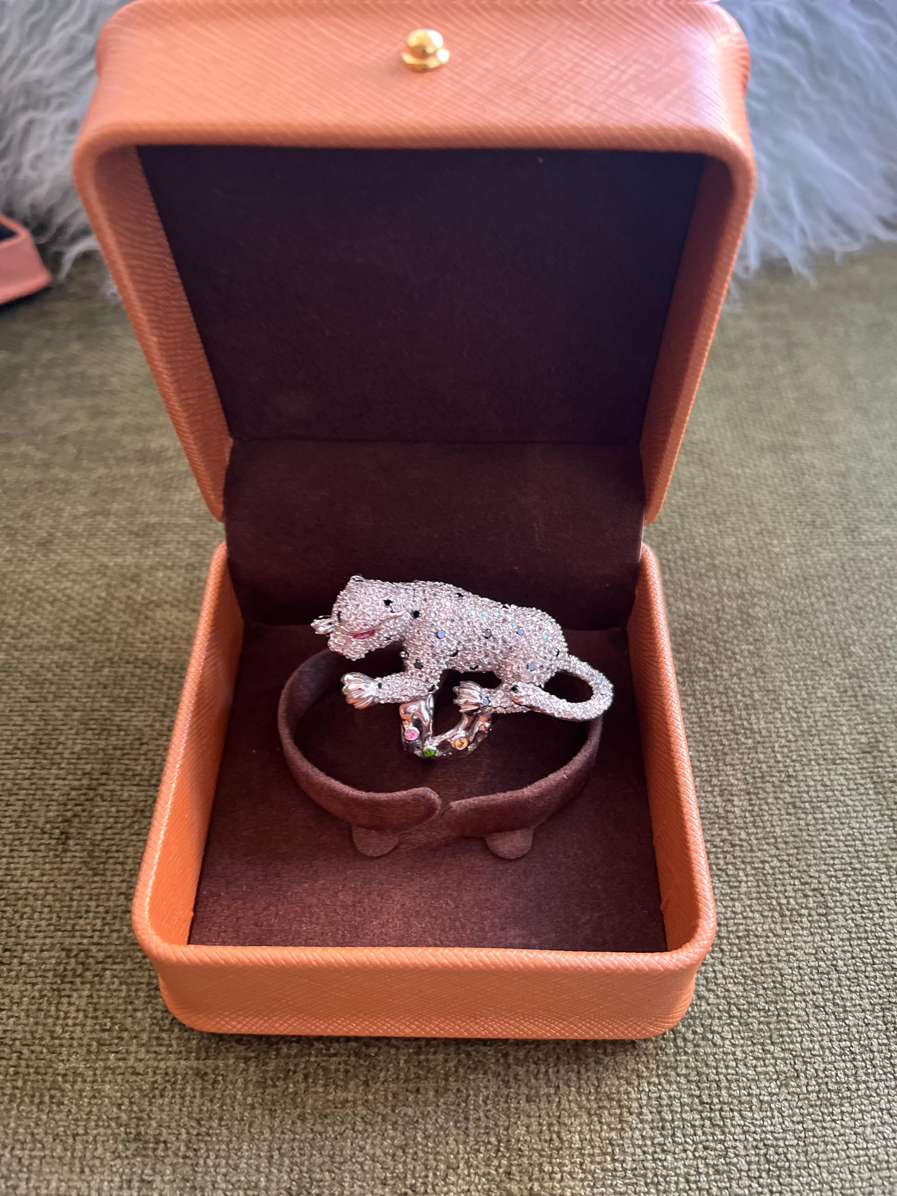 Bochic “orient” Multi Sapphire & Ruby Panther Vin… - image 5