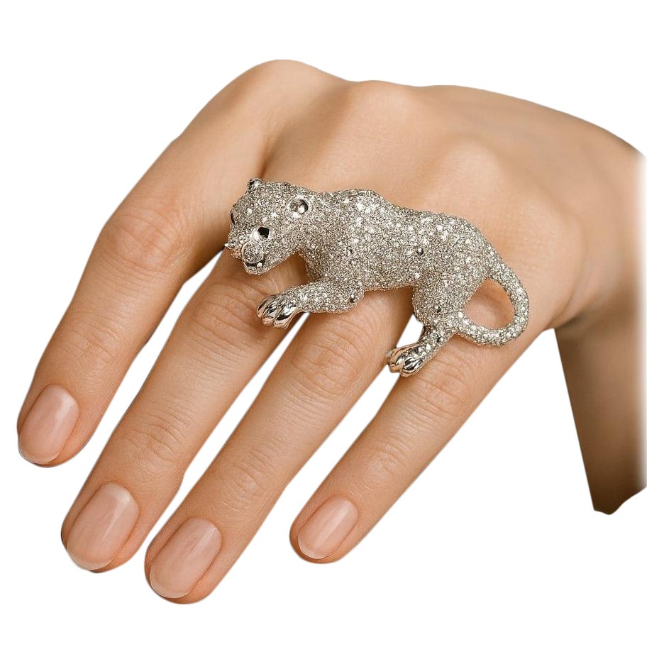 Bochic "Orient" Multi Saphir & Rubin Panther Vintage By  Ring-Set aus 18 K Gold & S