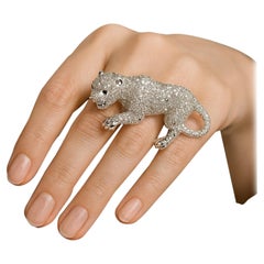 Bochic "Orient" Multi Saphir & Rubin Panther Vintage By  Ring-Set aus 18 K Gold & S