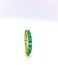 Bochic “Orient” Natural African Emerald Band Set In 18K Gold & Silver