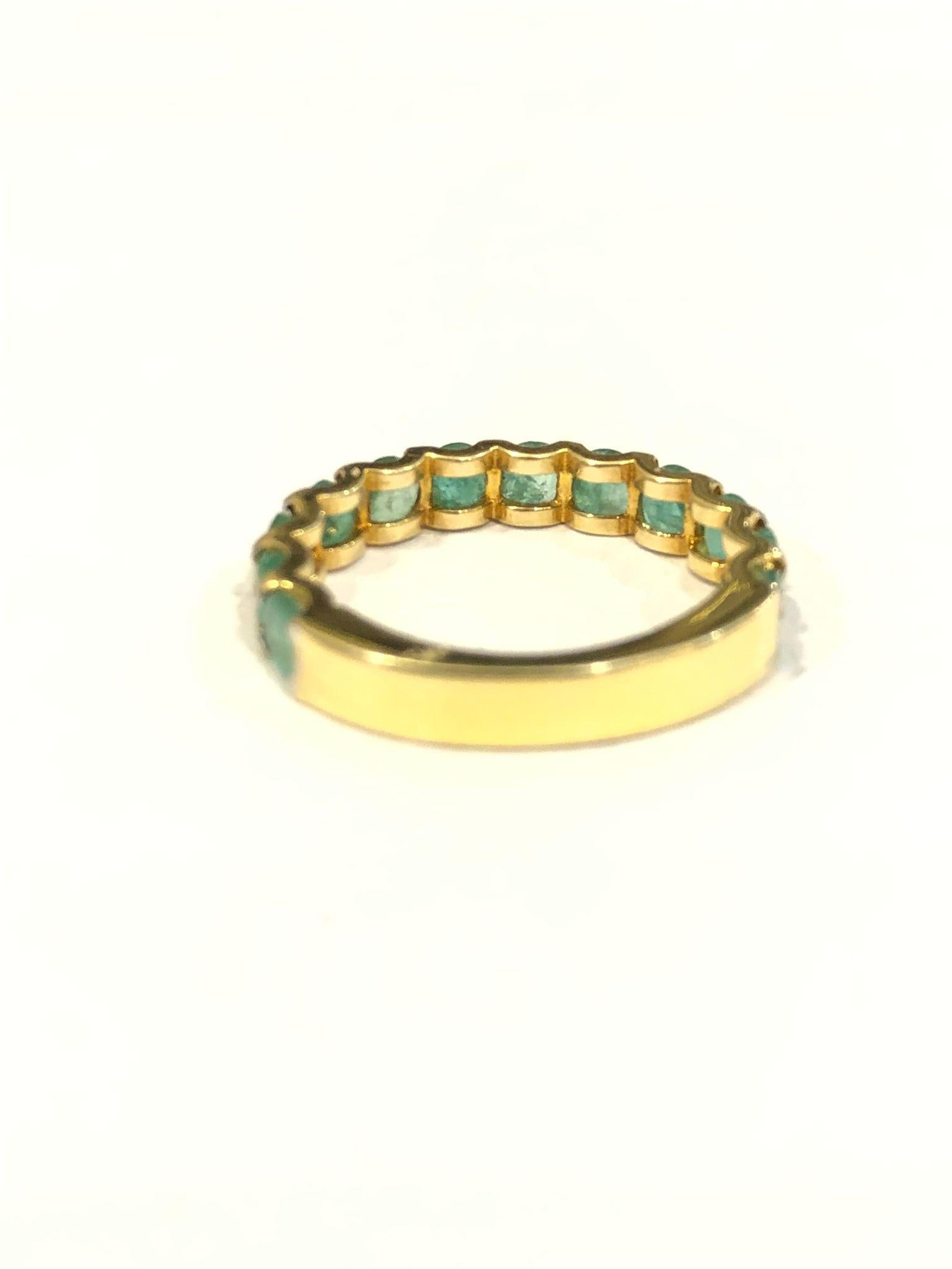 Bochic “Orient” Natural African Emerald Half Band Set In 18K Gold & Silver in vendita 3