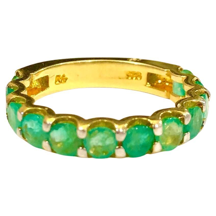 Bochic “Orient” Natural African Emerald Half Band Set In 18K Gold & Silver