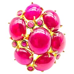 Bague Bochic Orient Natural African Multi Ruby sertie en or jaune 18 carats et argent
