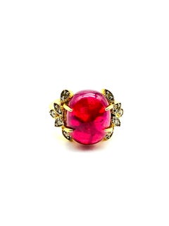 Bochic “Orient” Vintage African Ruby & Diamond Ring Set In 18K Yellow Gold