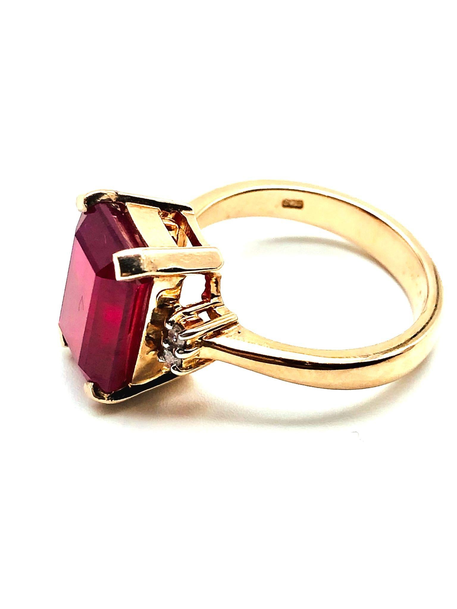 Art Deco Bochic “Orient” Natural African Ruby & Diamond Ring Set 18K Yellow Gold & SIlver For Sale