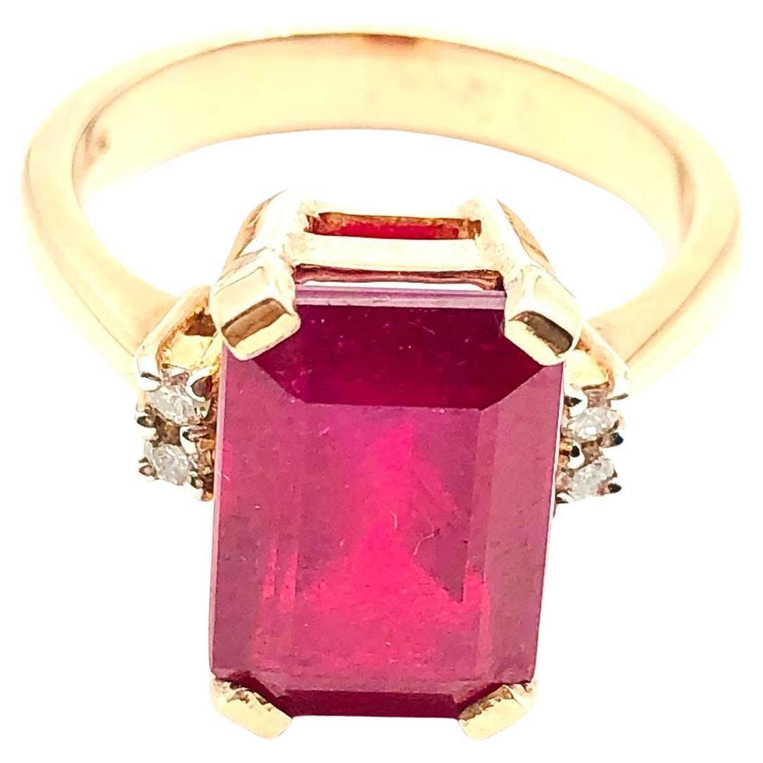 Anillo Bochic "Orient" de rubí africano natural y diamantes, oro amarillo de 18 quilates y plata
