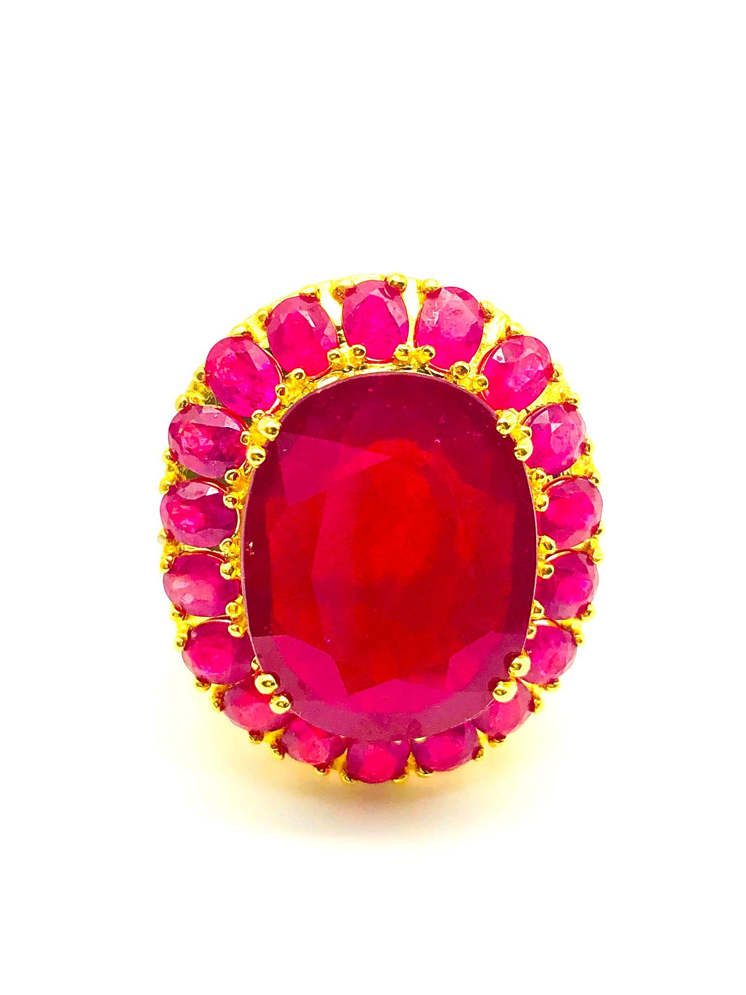 Bochic “Orient” Natural African Ruby Ring Set In 18K Yellow Gold & Silver 

African Natural Gem cut Ruby - 27 Carat 
Shape - Oval  shape 

Bold, exotic, classic, vintage 
From the 