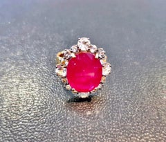 Bochic “Orient” Vintage African Ruby & White Topaz Ring Set in 18K Gold & Silver