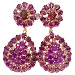Bochic “Orient” Natural Amethyst Drop Retro Earrings Set In 18K Gold & Silver