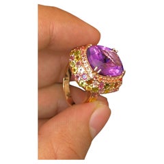 Bague Bochic Orient en or massif 18 carats sertie d'améthyste naturelle et de plusieurs saphirs