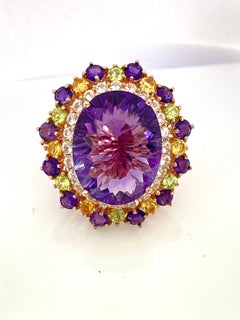 Bochic Orient natürlichen Amethyst & Peridot Ring Set in 18K Gold & Silber