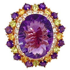 Bochic Orient natürlichen Amethyst & Peridot Ring Set in 18K Gold & Silber