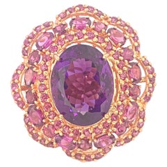 Anillo Bochic "Orient" de amatista natural y topacio blanco engastado en oro de 18 quilates y plata