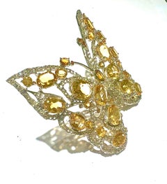 Bochic “Orient” Natural Citrin & Topaz Brooch/ Pendent or Ring Set In 18K Gold &