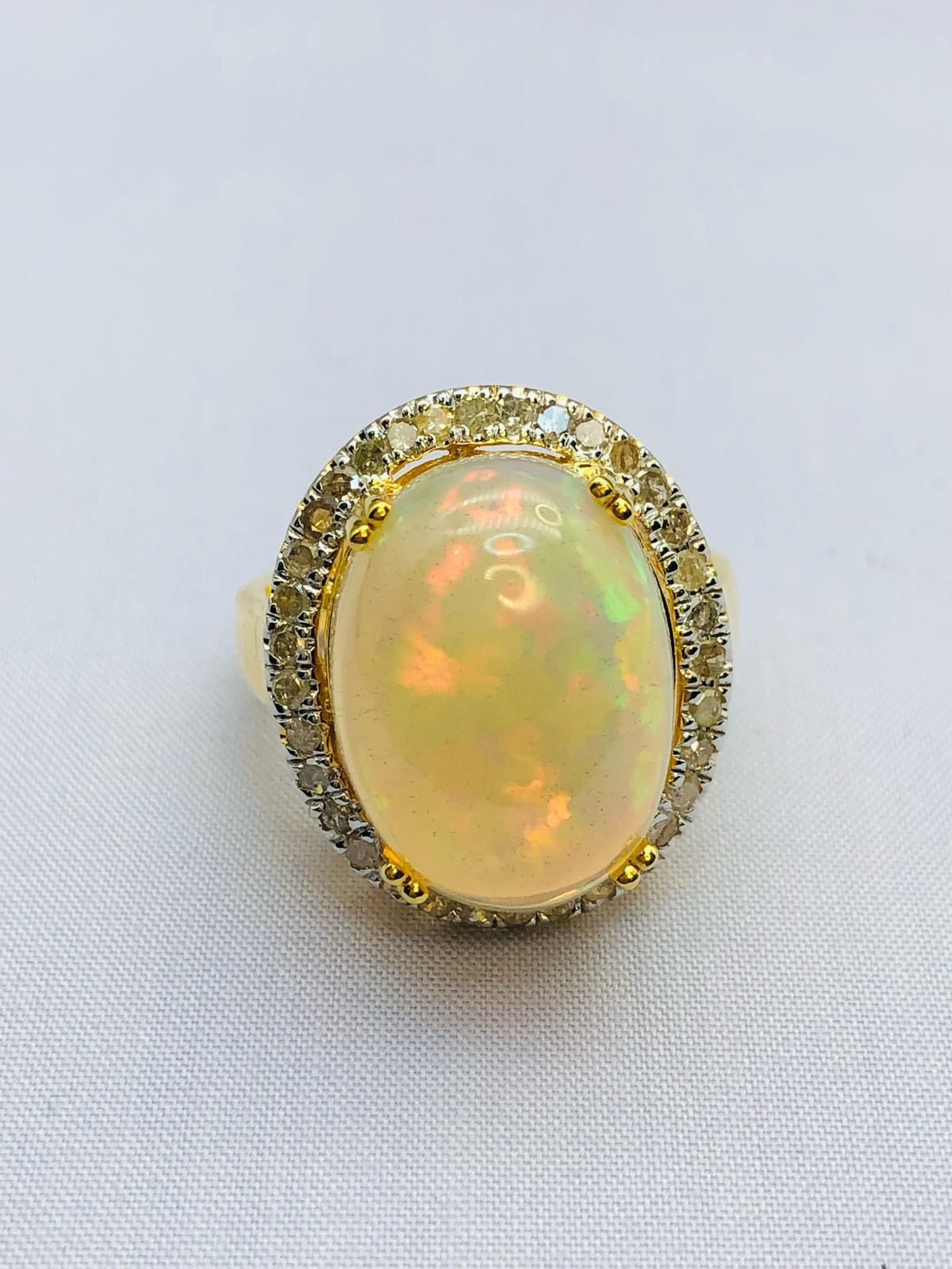 Bochic “Orient” Natural Diamond & Fire Opal Ring Set In 18K Gold & Silver For Sale 3