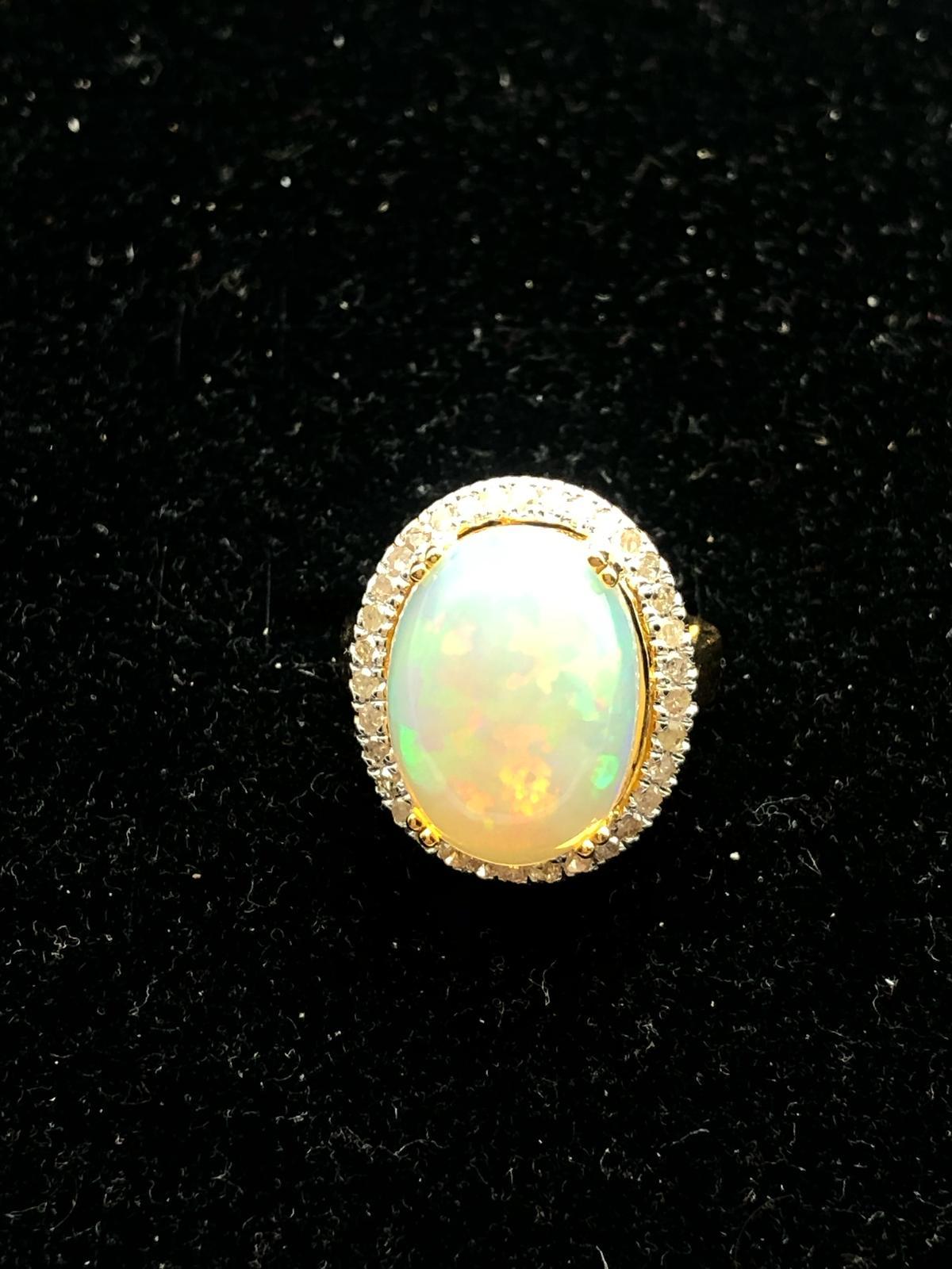 Bochic “Orient” Natural Diamond & Fire Opal Ring Set In 18K Gold & Silver For Sale 4