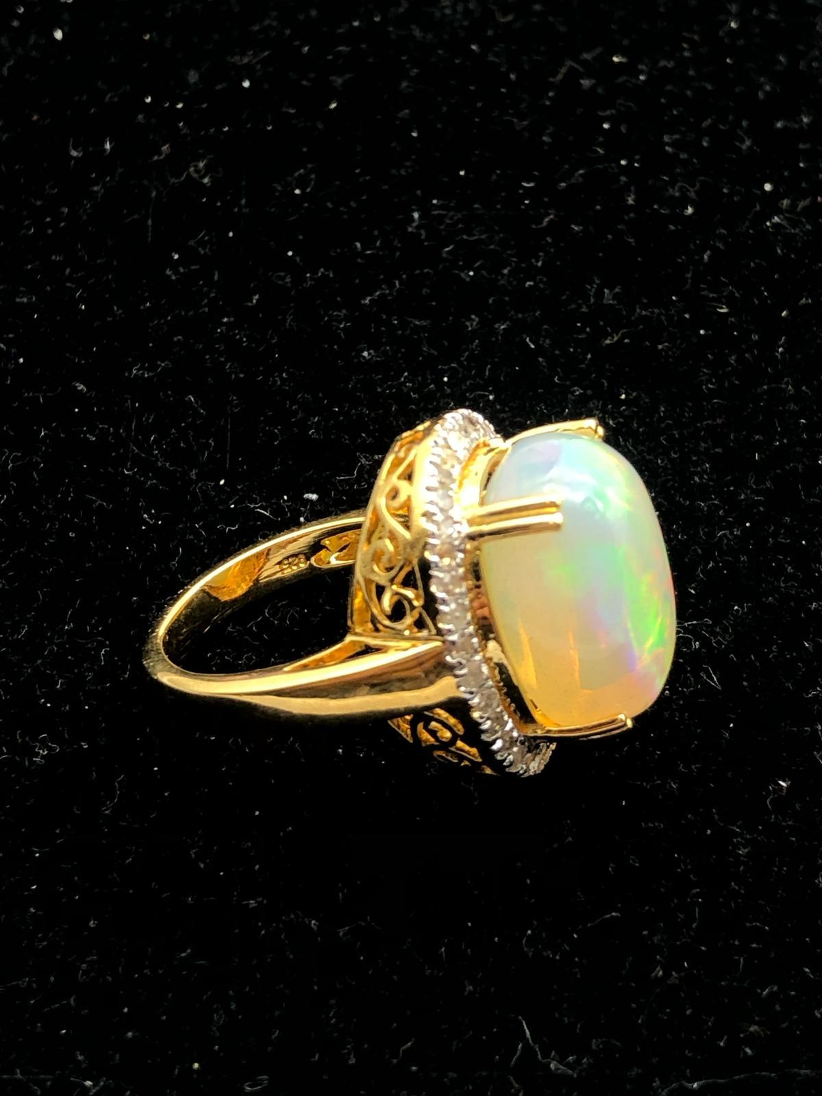 Bochic “Orient” Natural Diamond & Fire Opal Ring Set In 18K Gold & Silver For Sale 7