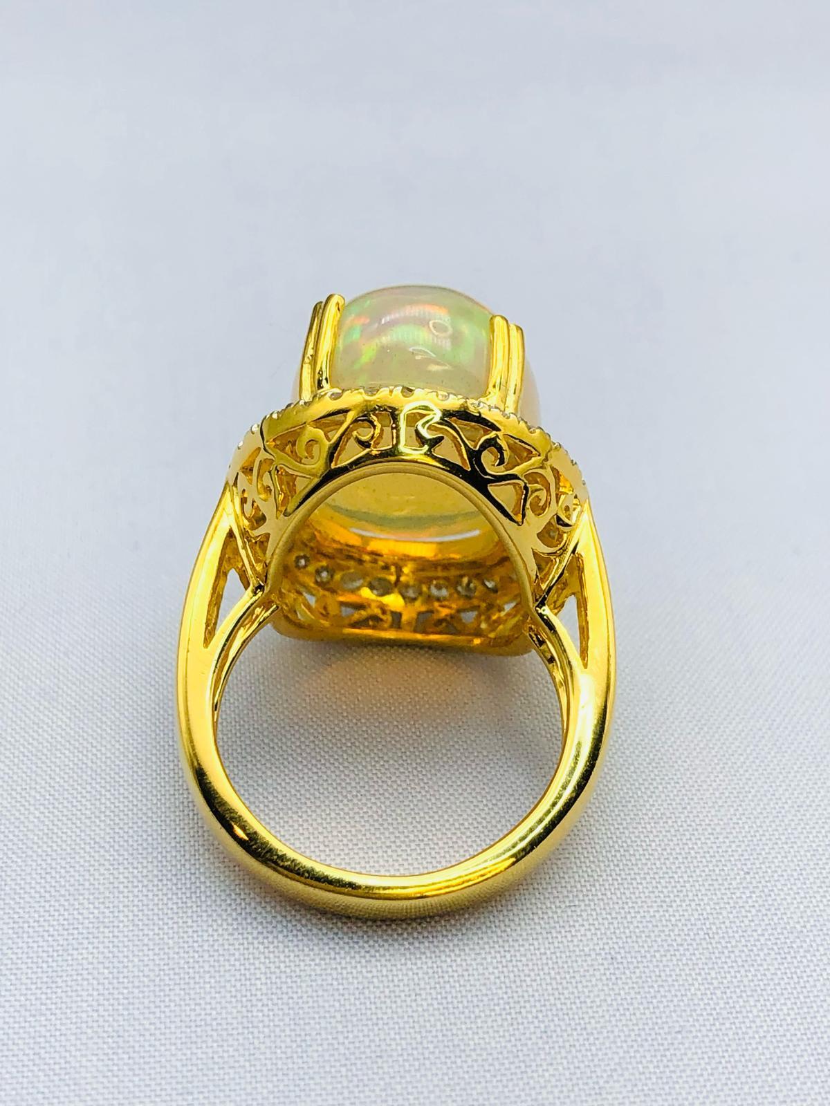 Bochic “Orient” Natural Diamond & Fire Opal Ring Set In 18K Gold & Silver For Sale 3