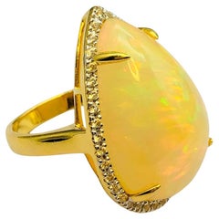 Bochic “Orient” Natural Diamond & Fire Opal Ring Set In 18K Gold & Silver