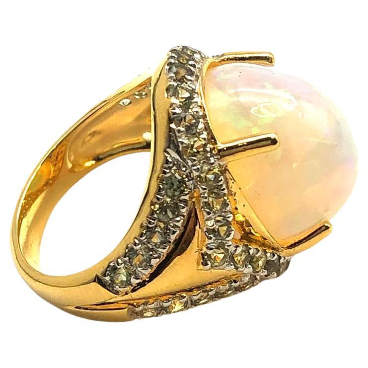 Bochic “Orient” Natural Diamond & Pink Opal Ring Set In 18K Gold & Silver