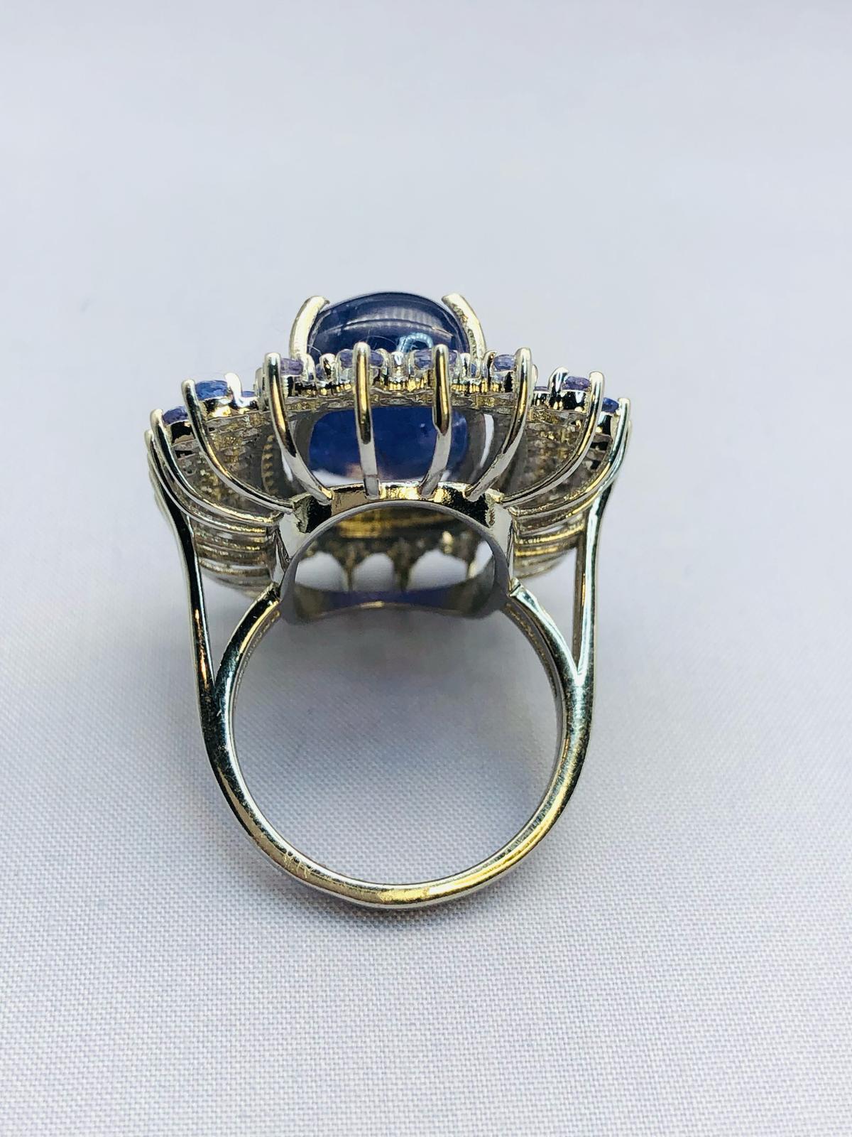 Bochic “Orient” Natural Diamond & Tanzanite Cocktail Ring Set In 18K Gold & Silv In New Condition For Sale In New York, NY