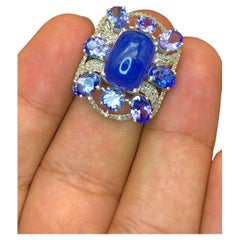 Bochic “Orient” Natural Diamond & Tanzanite Ring Set 18K White Gold & Silver