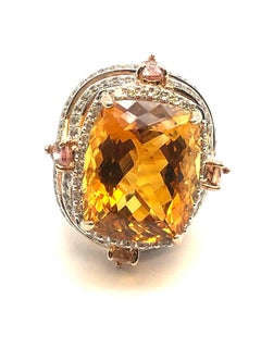 Bochic “Orient” Natural Diamond & Yellow Citrine Ring Set In 18K Gold & Silver