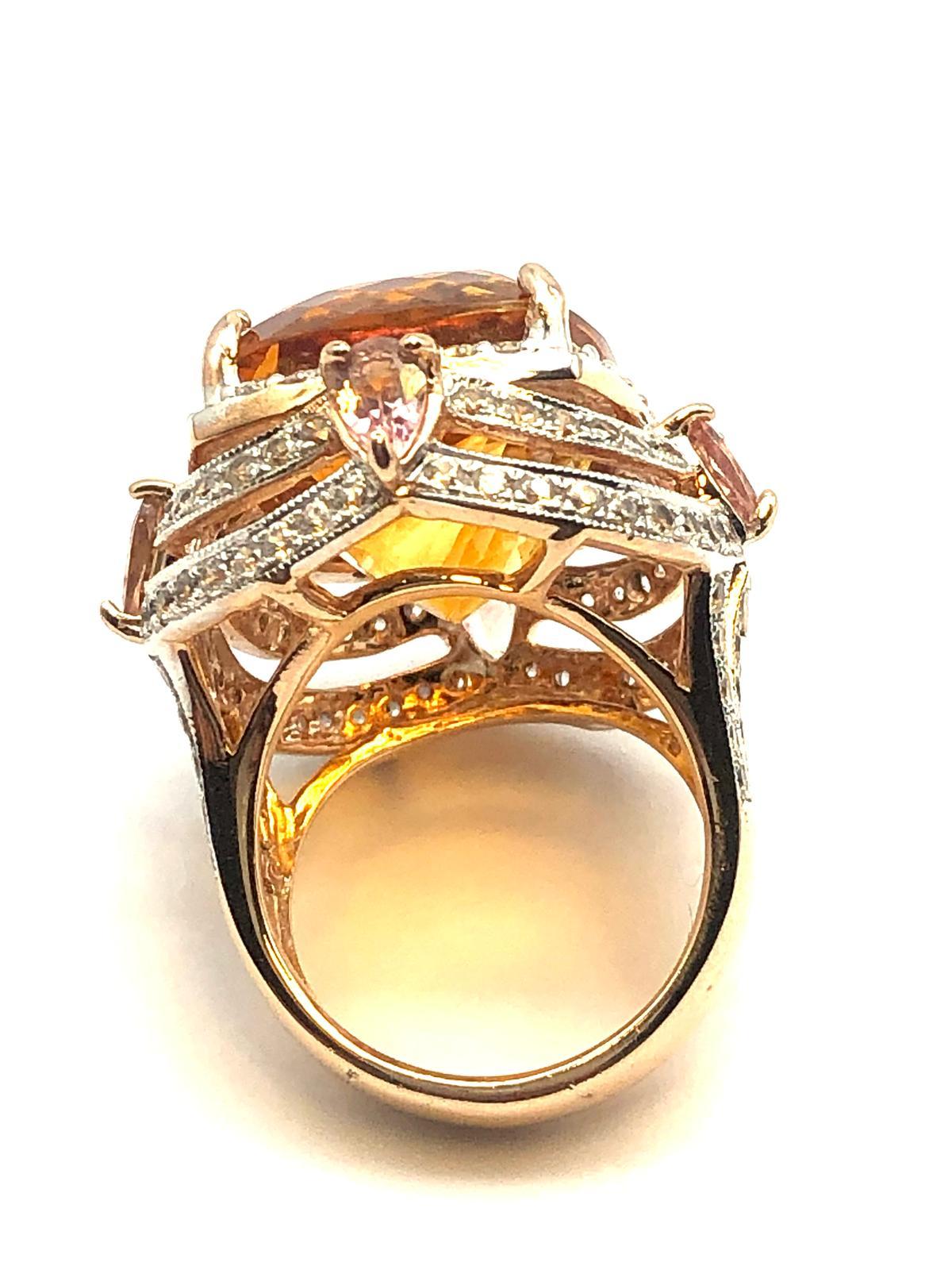 Bochic “Orient” Natural Diamond & Yellow Citrine Ring Set In 18K Gold & Silver In New Condition For Sale In New York, NY