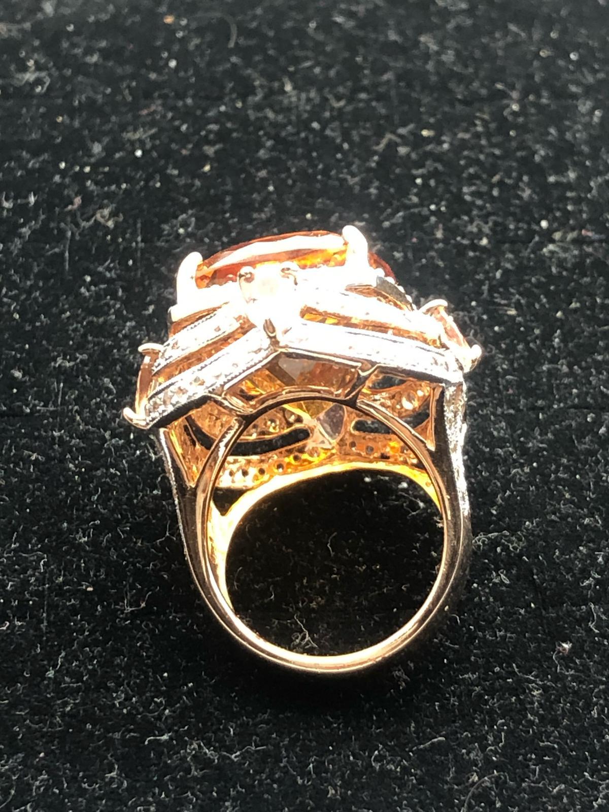 Bochic “Orient” Natural Diamond & Yellow Citrine Ring Set In 18K Gold & Silver For Sale 1