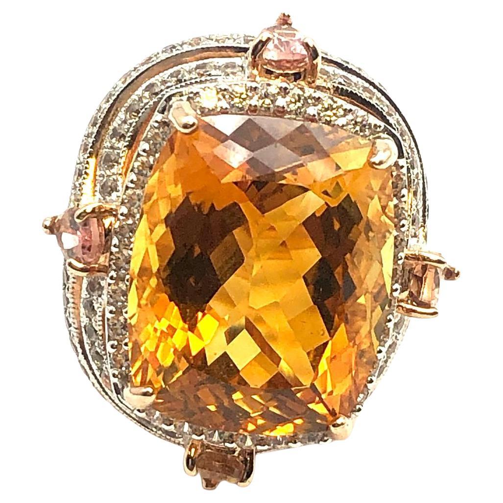 Bochic “Orient” Natural Diamond & Yellow Citrine Ring Set In 18K Gold & Silver