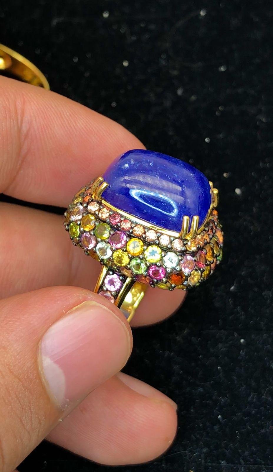 Bochic “Orient” Natural Emerald, Ruby & Sapphire Rings Set,  18K Gold & Silver In New Condition For Sale In New York, NY