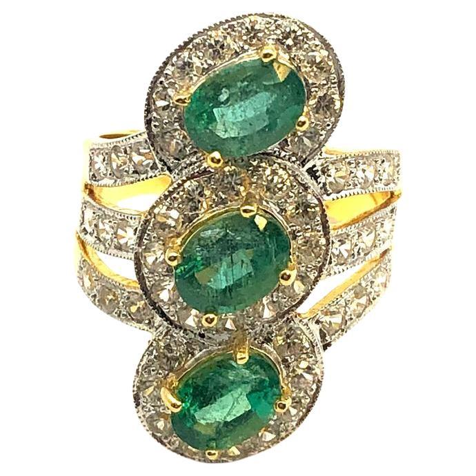 Bochic "Orient" Natürlicher Smaragd & Topas Cocktail Ring Set in 18K Gold & Silber