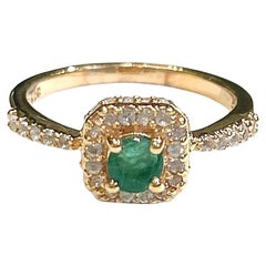 Bochic “Orient” Natural Emerald & Topaz Solitaire Ring Set In 18K Gold & Silver