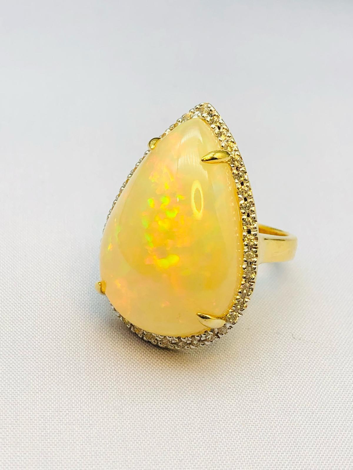 Bochic “Orient” Natural Fancy Diamond & Fire Opal Ring Set In 18K Gold & Silver For Sale 5