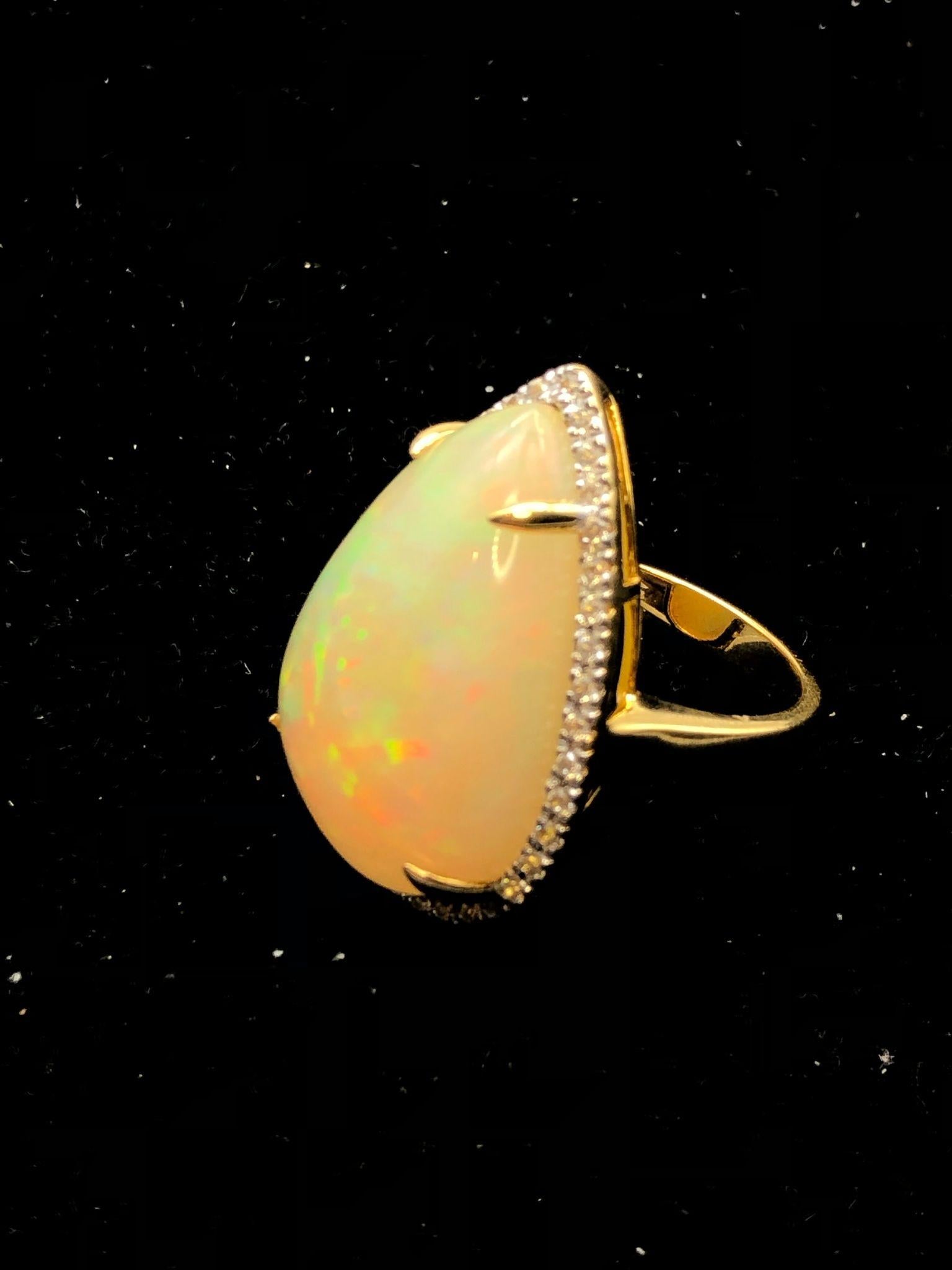 Bochic “Orient” Natural Fancy Diamond & Fire Opal Ring Set In 18K Gold & Silver For Sale 8