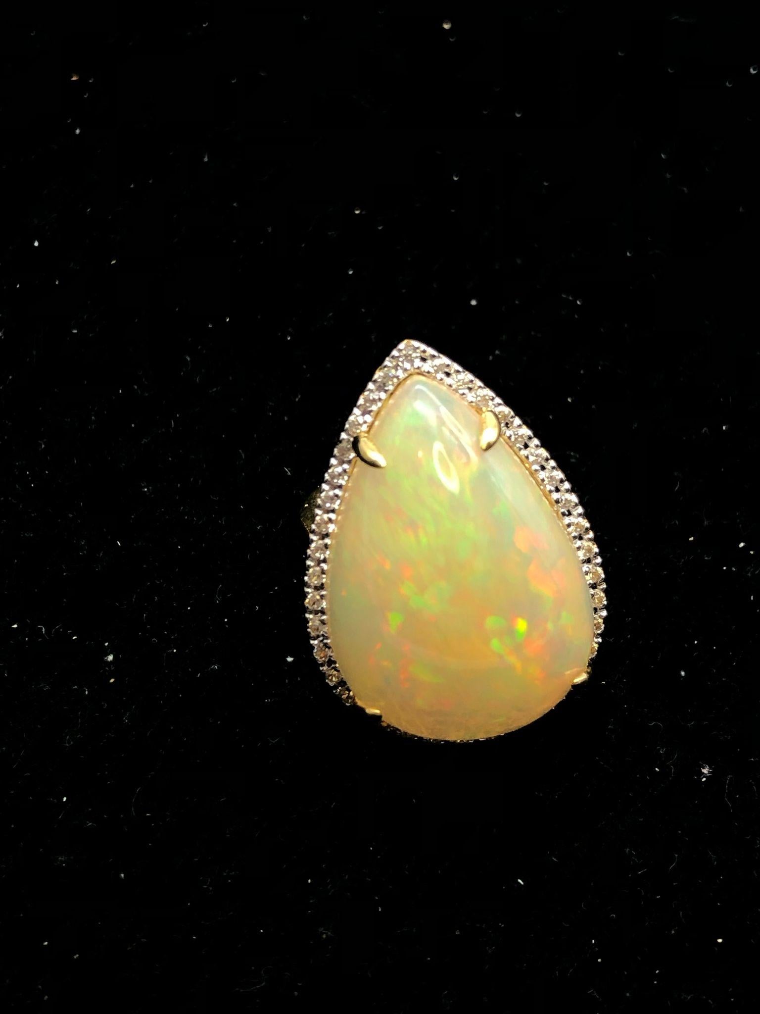 Bochic “Orient” Natural Fancy Diamond & Fire Opal Ring Set In 18K Gold & Silver For Sale 10