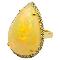 Bochic “Orient” Natural Fancy Diamond & Fire Opal Ring Set In 18K Gold & Silver