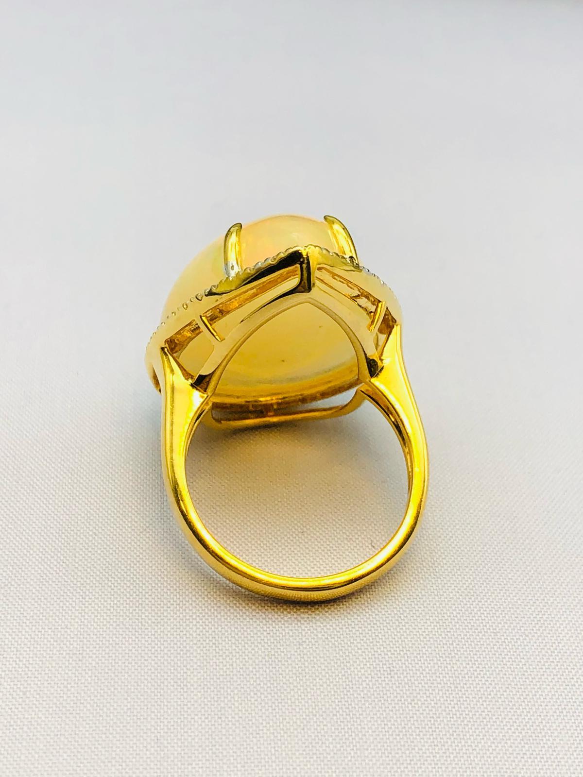 Brilliant Cut Bochic “Orient” Natural Fancy Diamond & Fire Opal Ring Set In 18K Gold & Silver For Sale