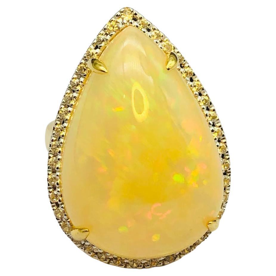 Bague Bochic Orient fantaisie en or et argent 18 carats sertie de diamants naturels et d'opales de feu