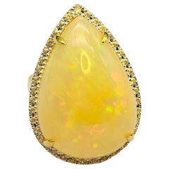 Anello Bochic "Orient" con diamanti naturali e opale di fuoco in oro e argento 18 carati