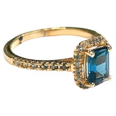 Bochic “Orient” Natural London Topaz Solitaire Ring Set In 18K Gold & Silver