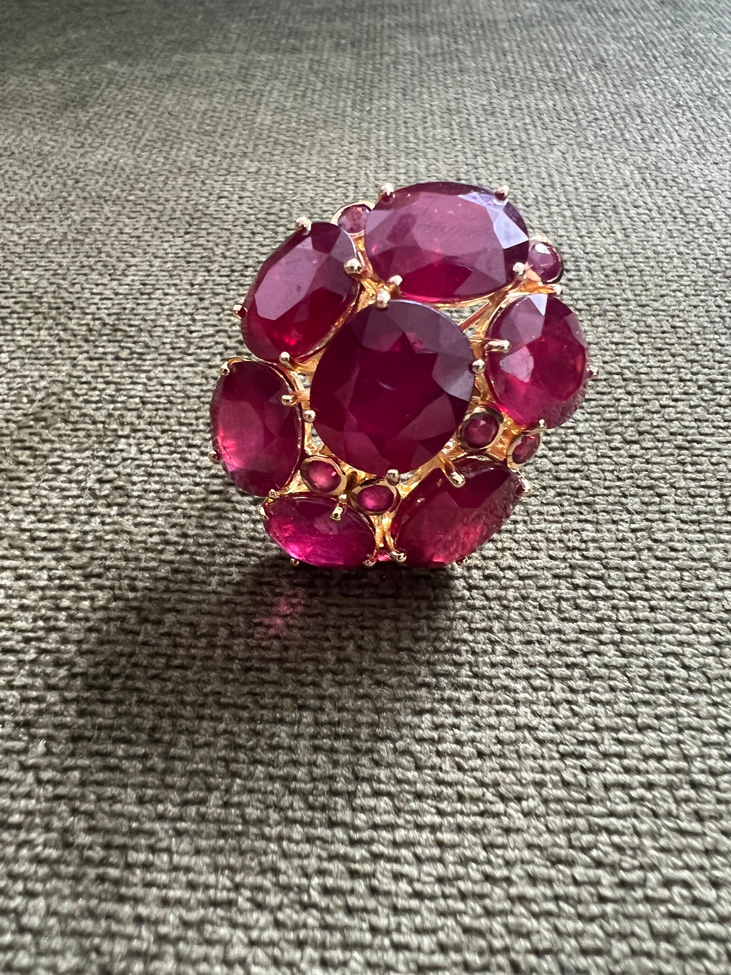 Bochic “Orient” Natural Multi Ruby Vintage Cocktail Ring Set In 18K Gold&Silver en vente 2