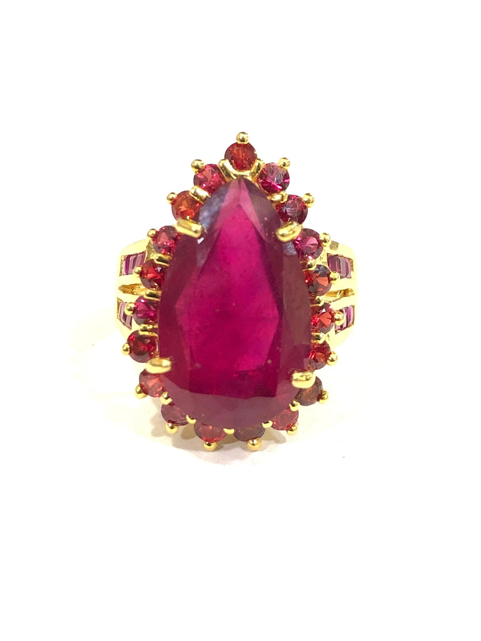 Bochic “Orient” Natural Multi Ruby Vintgae Cocktail Ring Set In 18K Gold &Silver 2