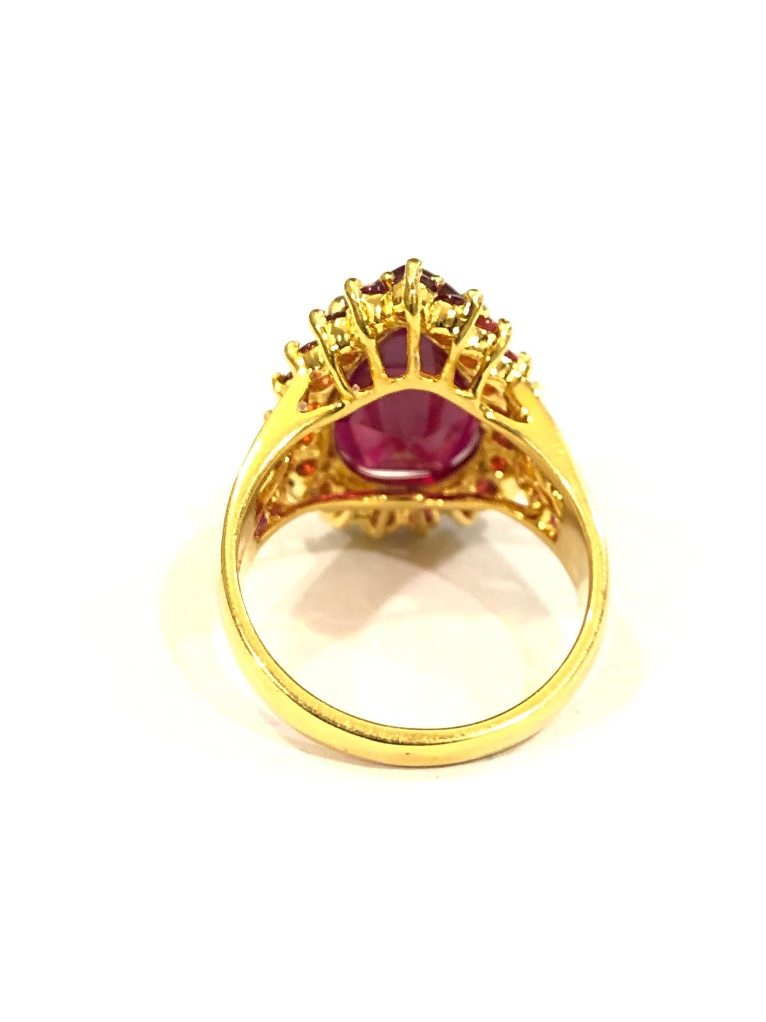 Bochic “Orient” Natural Multi Ruby Vintgae Cocktail Ring Set In 18K Gold &Silver 3