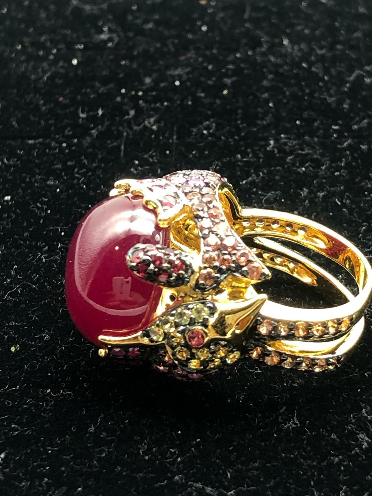 Bochic “Orient” Natural Multi Sapphire & Ruby Ring Set 18K Gold & Silver For Sale 5