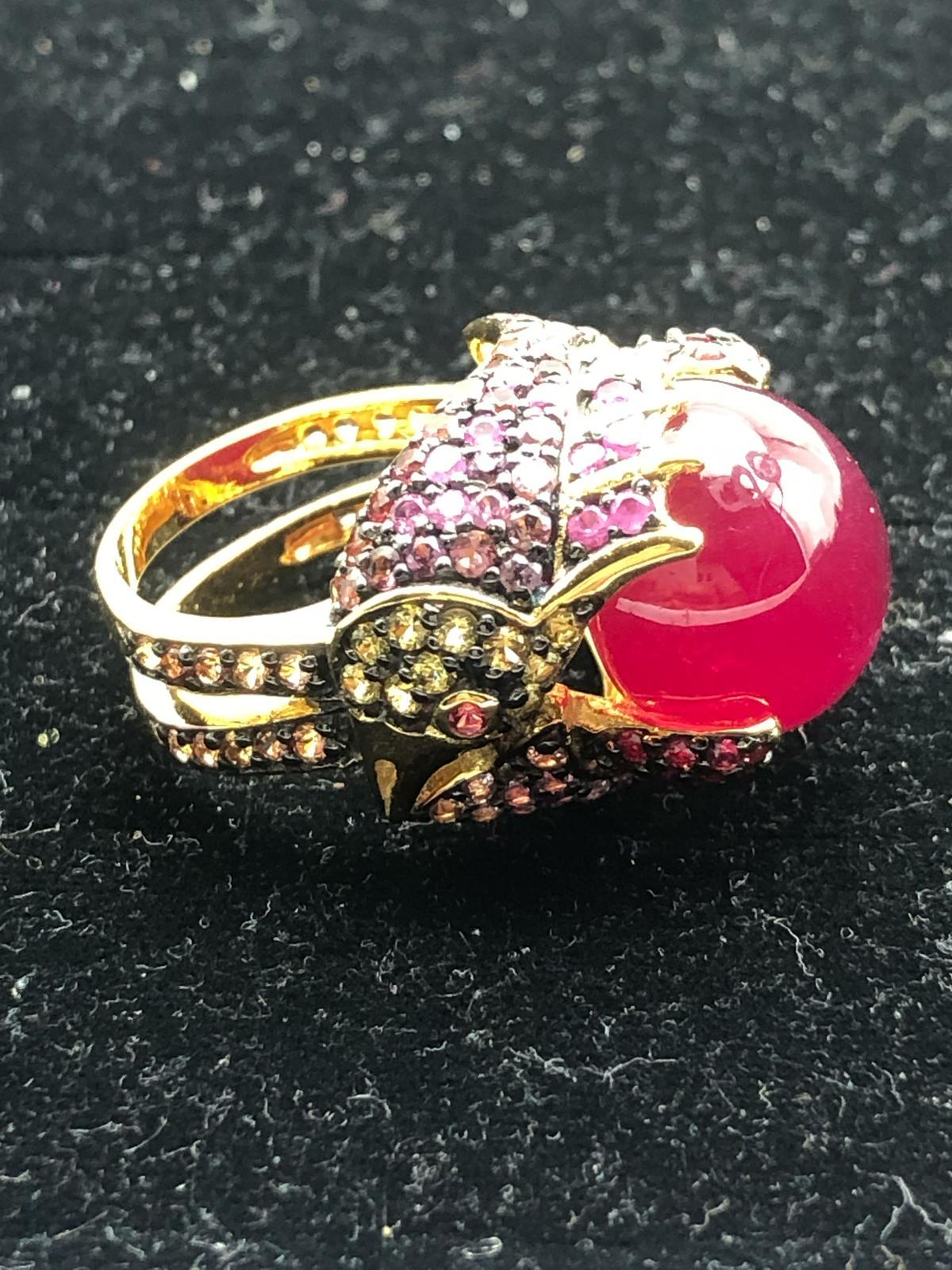 Women's or Men's Bochic “Orient” Natural Multi Sapphire & Ruby Ring Set 18K Gold & Silver For Sale