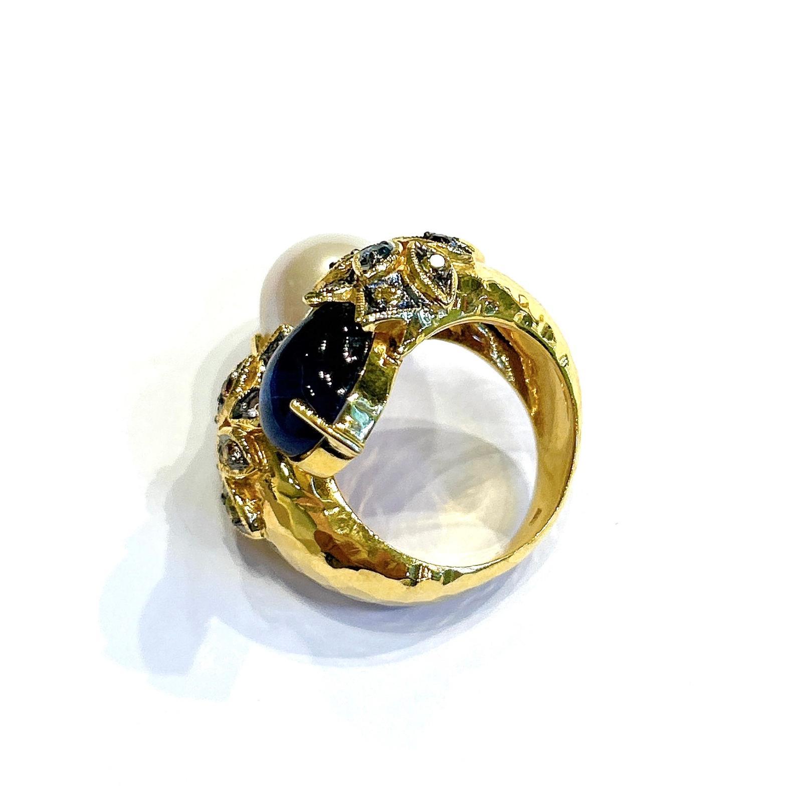Bochic Orient natürlichen Multi Saphir & Rubin Ring Set in 18K Gold & Silber im Angebot 1