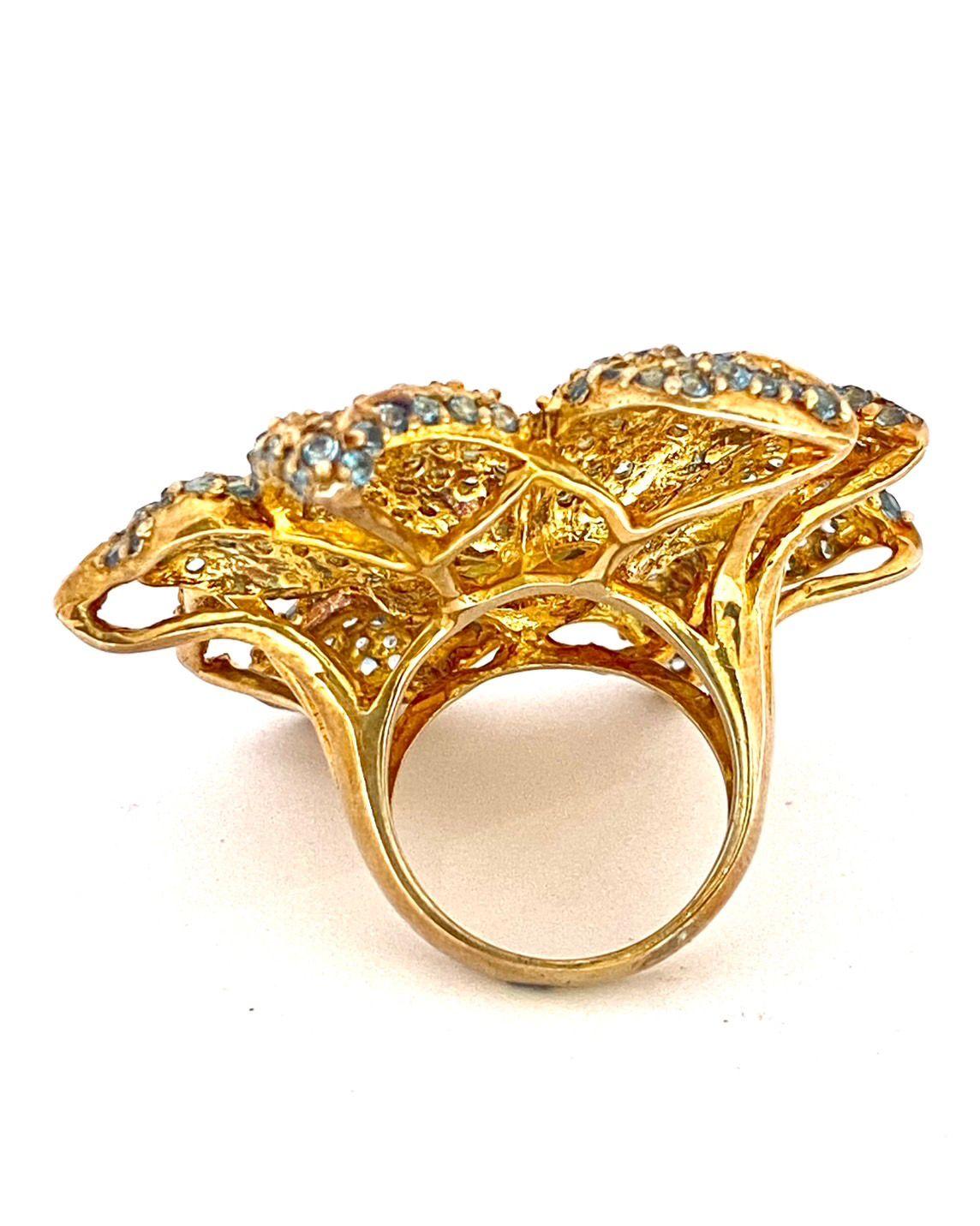 Bochic “Orient” Natural Opal & Blue Topaz Cocktail Ring Set 18K Gold&Silver en Nuevo estado para la venta en New York, NY