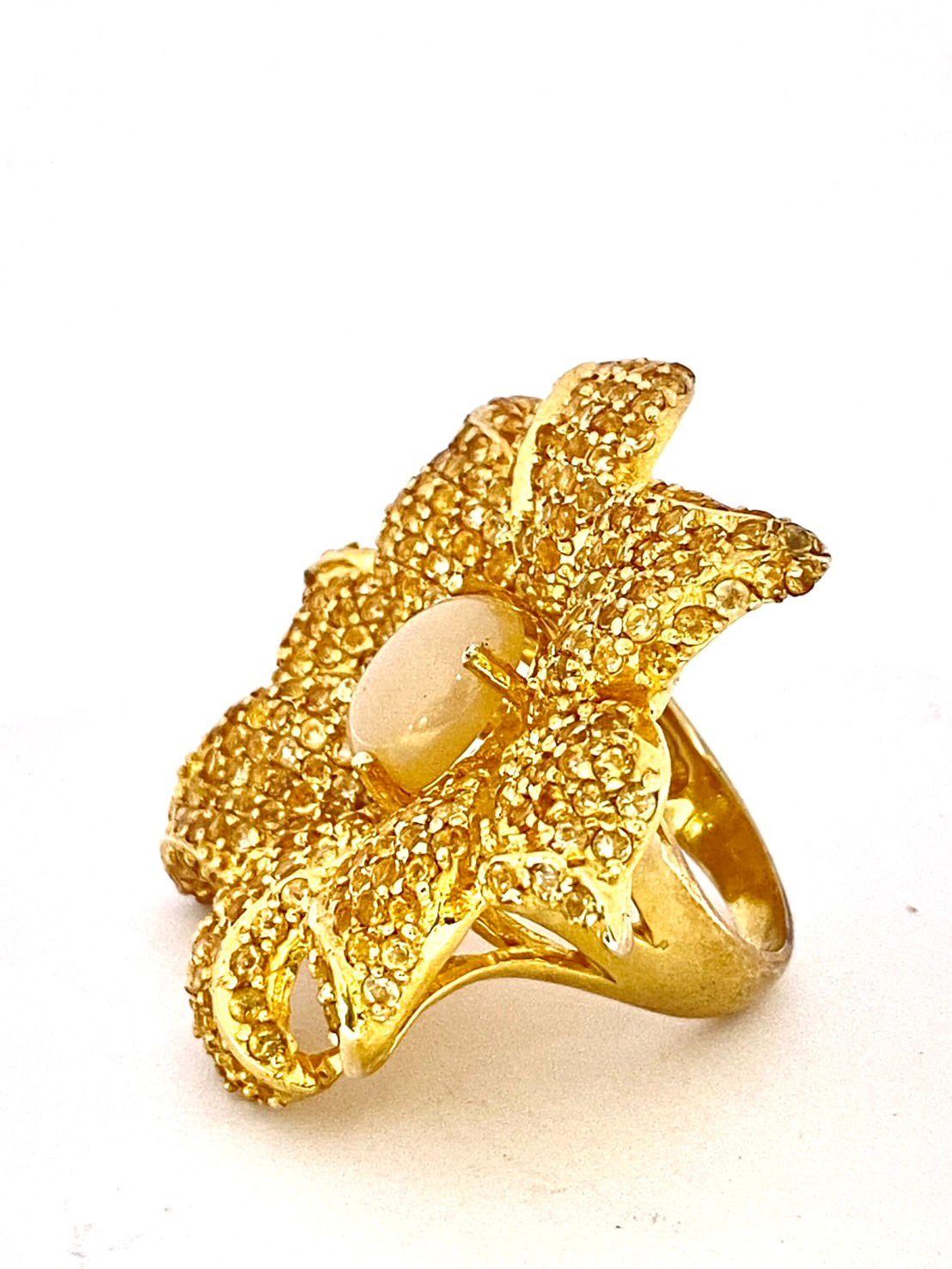 Femenino o masculino Bochic “Orient” Natural Opal & Citrine Cocktail Ring Set In 18K Gold & Silver en venta