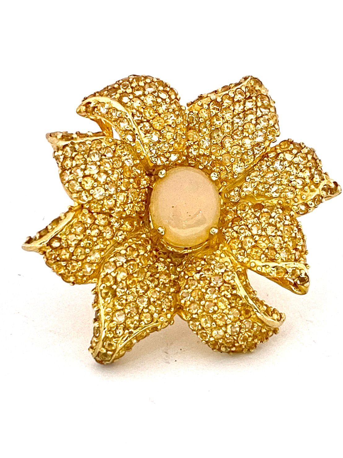 Bochic “Orient” Natural Opal & Citrine Cocktail Ring Set In 18K Gold & Silver en venta 2